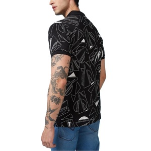 Oem logotipo personalizado diseño moda nueva moda media manga tendencia hombres rayas bordado cuello inverso Polo camisa - Product Image 4