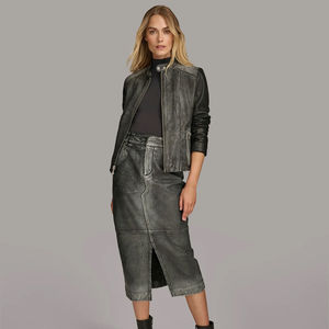 Chaqueta de Motocicleta de Piel de Oveja de Dos Tonos para Mujer, de Alta Calidad y a la Moda, Hecha Profesionalmente, Transpirable y Resistente al Viento, de Nailon - Product Image 2