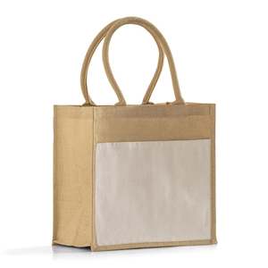 <b>Medium</b> Jute <b>Bag</b> TJ288 Durable Rope Handle Eco-Friendly Canvas Polyester Featuring Leopard Letter Screen for Advertising Gift Use - Product Image 1