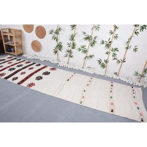 พรมวินเทจตุรกีขนาด 3.5x12.7 ฟุต, พรมปูพื้น, พรมคิลิมสีเบจ - Product Image 3