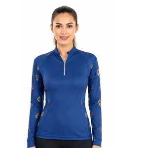Latest Design Long Sleeve Cotton Horse Riding Shirt <b>Women's</b> Buckle Closure Sublimation Printed <b>Compression</b> Equestrian Base Layer - Product Image 2
