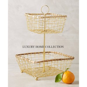 Belle nouvelle corbeille à fruits et pain en fer à 2 niveaux conçue pour compléter les paramètres de cuisine modernes et vintage - Product Image 1