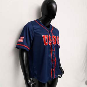 เสื้อเบสบอลผู้ชายแบบ USDC พิมพ์ลายคุณภาพสูง ระบายอากาศได้ดี แห้งเร็ว ไซส์ใหญ่ รับผลิตตามสั่ง พร้อมปักลาย - Product Image 3