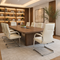 Chaise de bureau exécutive moderne blanche à dossier haut, chaise de visiteur, chaise de conférence avec base en glissière chromée et accoudoirs fixes