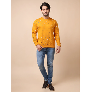 เสื้อสเวตเตอร์ถัก100% มัสตาร์ดแบบมีห่วงแขนยาวผ้าฝ้ายสวมใส่สบายมีสไตล์เหมาะสำหรับใส่ได้ทั้งวันสำหรับฤดูหนาว - Product Image 1