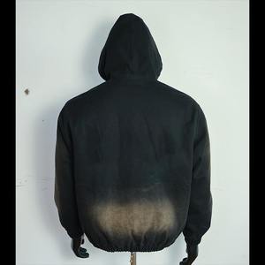 Custom Heavyweight Thick Cotton Winter Sun Faded Acid Washed Zip Hoodies Street Wear Distressed Vintage <b>Zipper</b> <b>Jacket</b> Quick Dry - Product Image 5
