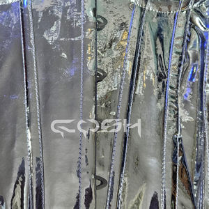 Custom Fashion Wear Silver Metallic PVC <b>Corset</b> | Shiny Clubwear Overbust <b>Corset</b> with Steel Boning - Product Image 4
