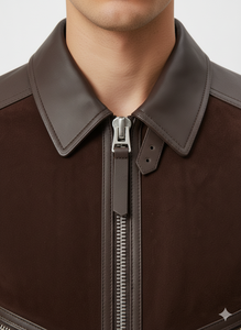 แจ็คเก็ตหนังผู้ชายคุณภาพดีที่สุด คอตั้ง โลโก้ด้านหน้า กันน้ำ ระบายอากาศ สไตล์มอเตอร์ไซค์และไบค์เกอร์ หนังเทสซูโต - Product Image 2