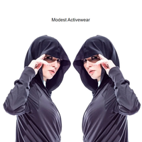 Ensemble 3 pièces personnalisable de vêtements islamiques : Abaya, Jogger et Legging – Robe modeste droite en polyester extensible et teint uni