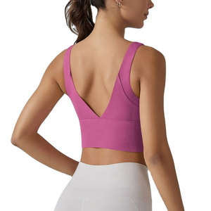 Precio al por mayor de cuello redondo Deportes Crop Top Fitness Mujeres Sensación de alta elasticidad Gimnasio Tops Yoga Tank Top para mujeres - Product Image 6