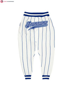 Pantalon de sport personnalisé blanc marine à fines rayures grande taille en coton respirant anti-rides taille moyenne style Hip Hop pour l'automne - Product Image 6