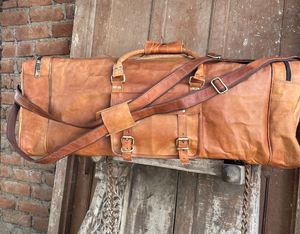 "Custom Logo Black Leather <b>Travel</b> Gym Duffle <b>Bag</b>-Large <b>Foldable</b> Personalized" - Product Image 2