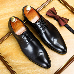 Nouvelles chaussures habillées en cuir véritable pour hommes à lacets, grande taille, chaussures décontractées de bureau, chaussures habillées en cuir décontractées pour hommes - Product Image 3