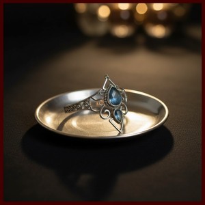 Handcrafted Silver-Filled <b>Statement</b> <b>Ring</b> with Aqua Blue Gems - Product Image 3