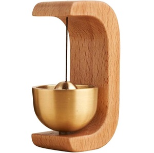 Timbre de puerta de madera maciza con acabado en latón, estilo minimalista, hecho en India, decoración moderna para el hogar, regalo para diversas ocasiones - Product Image 5