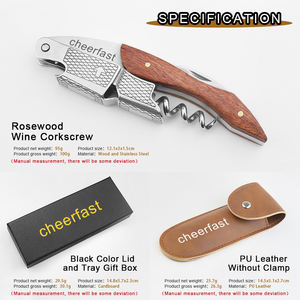 Tire-bouchon à vin multifonction 3 en 1 à double charnière en palissandre avec sac en cuir PU - Product Image 4