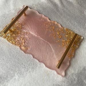 Bandeja de servicio artesanal de resina 3D con bandeja de acero para servir alimentos para fiestas y bodas reales - Product Image 4