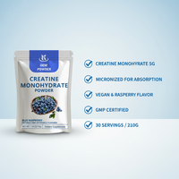 Créatine monohydrate micronisée en poudre, goût framboise bleue, végétalien, sans OGM, sans gluten, service OEM disponible