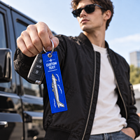 Porte-clés en tissu nylon tissé avec logo personnalisé, anneau métallique personnalisé, étiquette de vol pour cadeau d'aviation