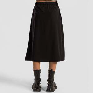 Comfortable and Breathable Black Drift <b>Skirt</b> Floral Embroidery Lace Print XS Size <b>Elastic</b> Waistline Wrap Style Cotton Fabric - Product Image 3