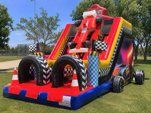 Aire de jeux gonflable professionnelle 7x4x6h m – Toboggan gonflable en PVC – Utilisation professionnelle en extérieur/intérieur – Conforme aux normes européennes - Product Image 1