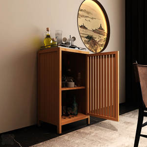 Gabinete de almacenamiento de tocador de baño de bambú moderno con puertas para el hogar, hotel, escuela, dormitorio y organización de sala de estar - Product Image 5