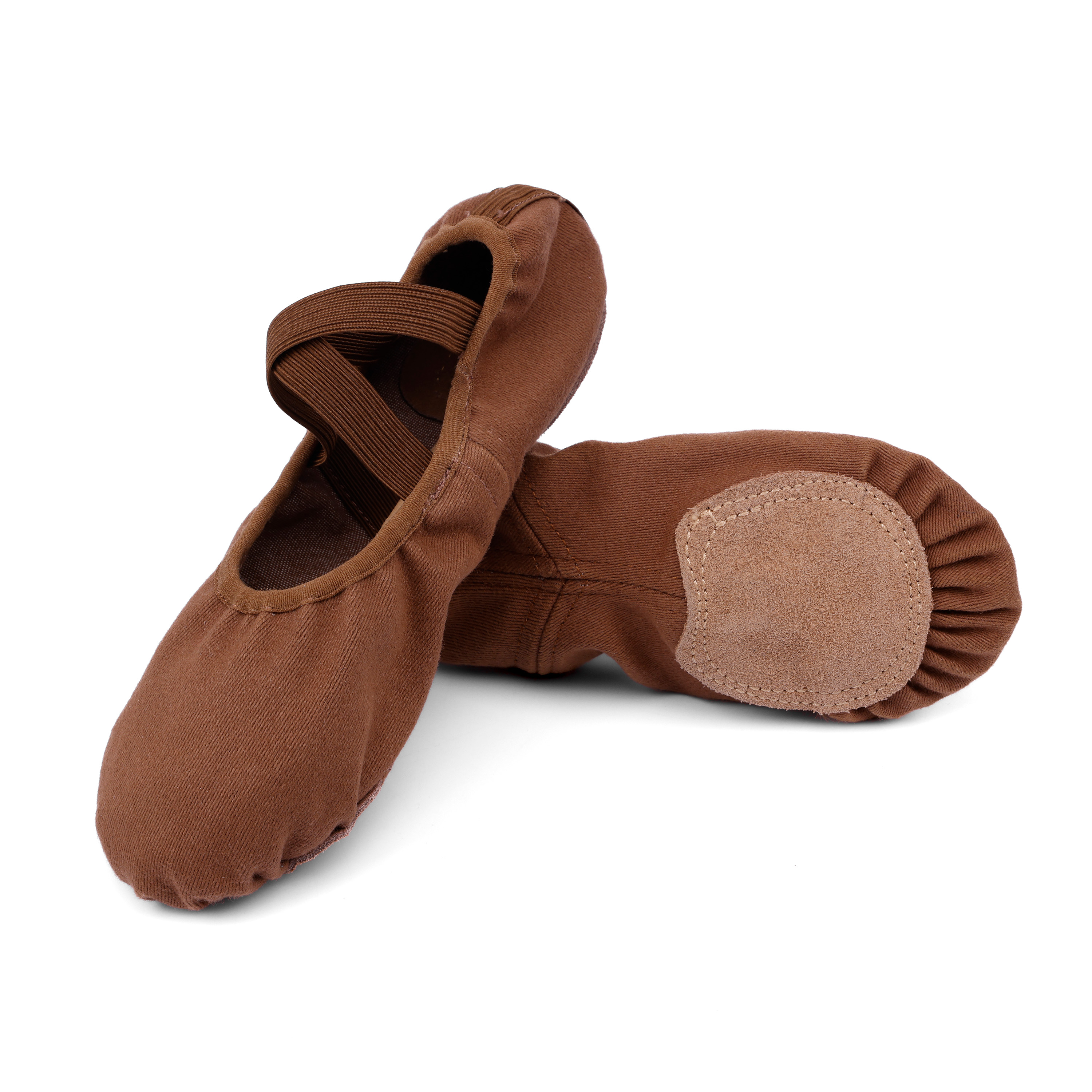 Soft Brown Stretch Canvas Ballet Dance Shoes for Women and Girls Comfortable Stretch Fit with Pink Accent US Stock