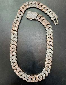 Collar de Plata de Ley Versátil de Alta Demanda con Cadena Cubana y Moissanita Certificada, Chapado en Oro Rosa, Unisex - Product Image 1