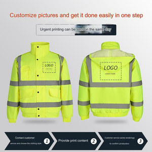 Hi Vis Construction Ropa de trabajo de manga larga Chaqueta DE SEGURIDAD reflectante de alta visibilidad Lana impermeable de invierno unisex para seguridad - Product Image 5
