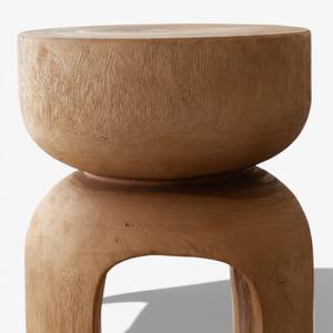 Taburete de Madera de Suar Maciza, Tallado a Mano, Ecológico, Duradero, con Acabado Natural Escultural, Reposapiés de Madera de Monkeypod, Moderno - Product Image 5