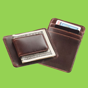 Tarjetero de cuero con clip para dinero Práctico clip para dinero de cuero - Product Image 6