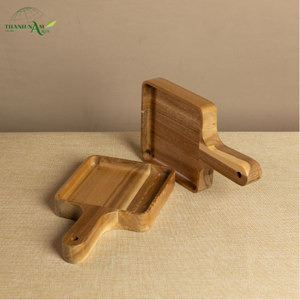 Planche à découper et à servir carrée en bois d'acacia - Conception à double usage, écologique, lavable au lave-vaisselle, 3 cm d'épaisseur - Product Image 5