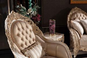 Luxury Royal Antique Living Room Furniture Gold Carved Wooden Accent <b>Chair</b> Tufted Velvet Armchair for Palace Style - Product Image 2