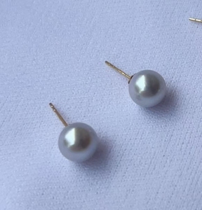 Boucles d'oreilles en or 18 carats avec perles d'Akoya japonaises de 7-8 mm, perles naturelles rondes, bijoux fins pour femmes - Product Image 3