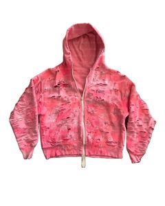 เสื้อฮู้ดผู้ชายสไตล์แฟชั่น แต่งขาดๆ ซิป ผ้าคอตตอนผสม สไตล์ลำลอง แนวสตรีทแวร์ สำหรับฤดูหนาว - Product Image 3