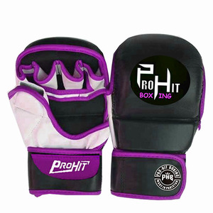 Logo personalizable de alta calidad Guantes MMA de medio Dedo de alta calidad Guantes de boxeo de cuero PU con empuñaduras para perforar - Product Image 4