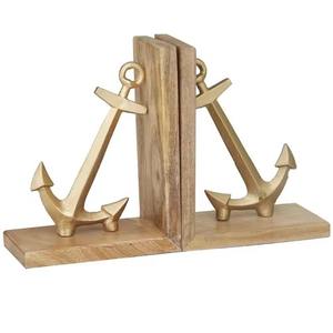 Juego de 2 sujetalibros de piña con acabado dorado de lujo para la decoración elegante de la oficina en casa y la estantería, hechos a mano de La India - Product Image 5