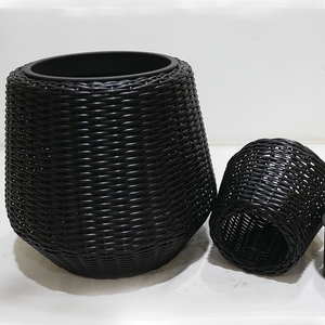 Juego de macetas tejidas negras hechas a mano de Artex Dong Thap cesta decorativa moderna para exhibición de plantas de interior y exterior - Product Image 4