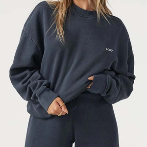 Nueva Sudadera con Capucha de Algodón Transpirable para Mujer, Talla Grande, Cuello Redondo, con Logotipo Personalizado Bordado, para Otoño e Invierno - Product Image 4