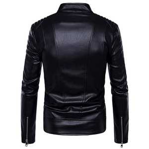 เสื้อแจ็กเก็ตหนัง PU แบบมีซิปสำหรับผู้ชายฤดูใบไม้ร่วงและฤดูหนาว - Product Image 2