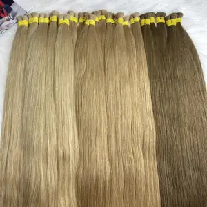 Unprocessed virgin indian hair bulk products blond natural straight russian human hair 100% remy buy bulk hair extensions