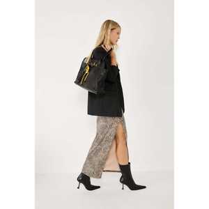 Jupe midi décontractée à imprimé léopard avec broderie, matière en élasthanne et coton, style crayon pour femme de bureau, formelle et unie - Product Image 3