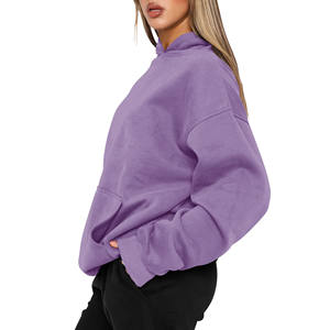 Sweat à capuche d'hiver pour femmes tricoté automne polaire lourde imprimé lettre motif goutte épaule Streetwear Style Hoodies - Product Image 5