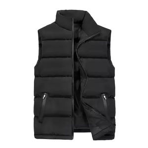 Logotipo personalizado invierno nueva moda chaleco hombres chaquetas cuello alto cálido Puffer sin mangas estampado Puffer chaqueta acolchada ropa al aire libre - Product Image 3