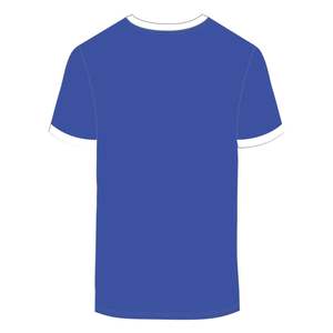 HBCU Educated Men Chenille Contrast <b>Trim</b> Ringer T Shirt Blue with White Embroidered Letters Soft Cotton Collegiate Apparel - Product Image 3