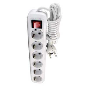6 Gang White <b>Extension</b> <b>Socket</b> With Grounding With Button 5 Meters Cable Electrical Power Strip ABS Plastic UK US EU Standard - Product Image 2