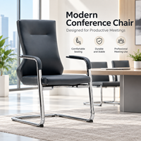 Chaise de conférence ergonomique en cuir PU avec base en chrome pour salle de réunion professionnelle, bureau ou salle d'attente