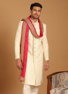 Sherwani de créateur pour les garçons d'honneur Sherwani pour les mariages traditionnels indiens Sherwani Slim Fit pour le marié - Product Image 4