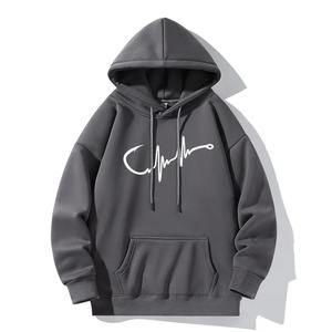 Nouveau sweat à capuche tendance avec motif de ligne de pêche et de battement de cœur, sweat à capuche décontracté pour la rue, sweat à capuche pour le tir - Product Image 6