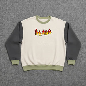 Sweat-shirt en molleton à col rond surdimensionné brodé pour homme de haute qualité, couleur contrastée, 100% coton, confortable et élégant - Product Image 4